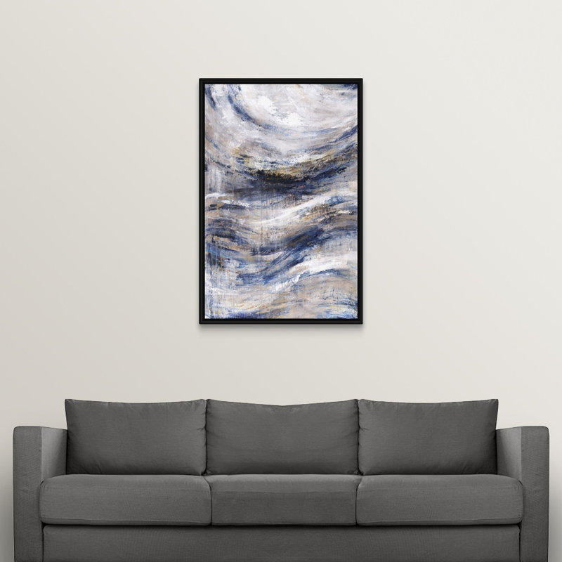 « vagabond valley », peinture sur toile, Cadre flottant noir, H 49,7 po x l 33,7 po x P 1,75 po