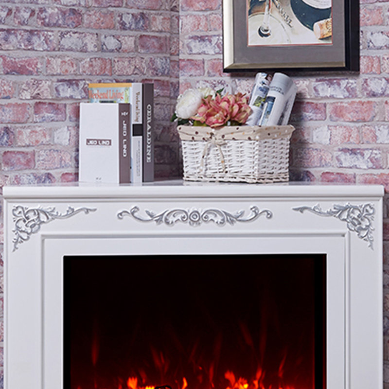Solid Wood Electric Fireplace, White