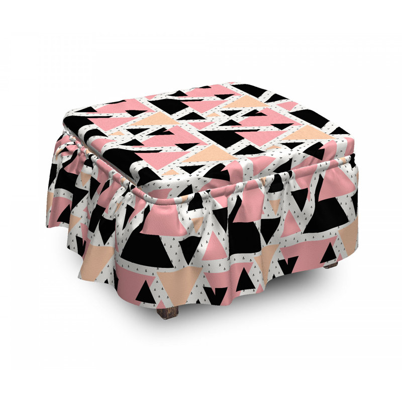 Ensemble de housse pour repose-pieds à coussins carrés 2 pièces géométrique modern doodle art