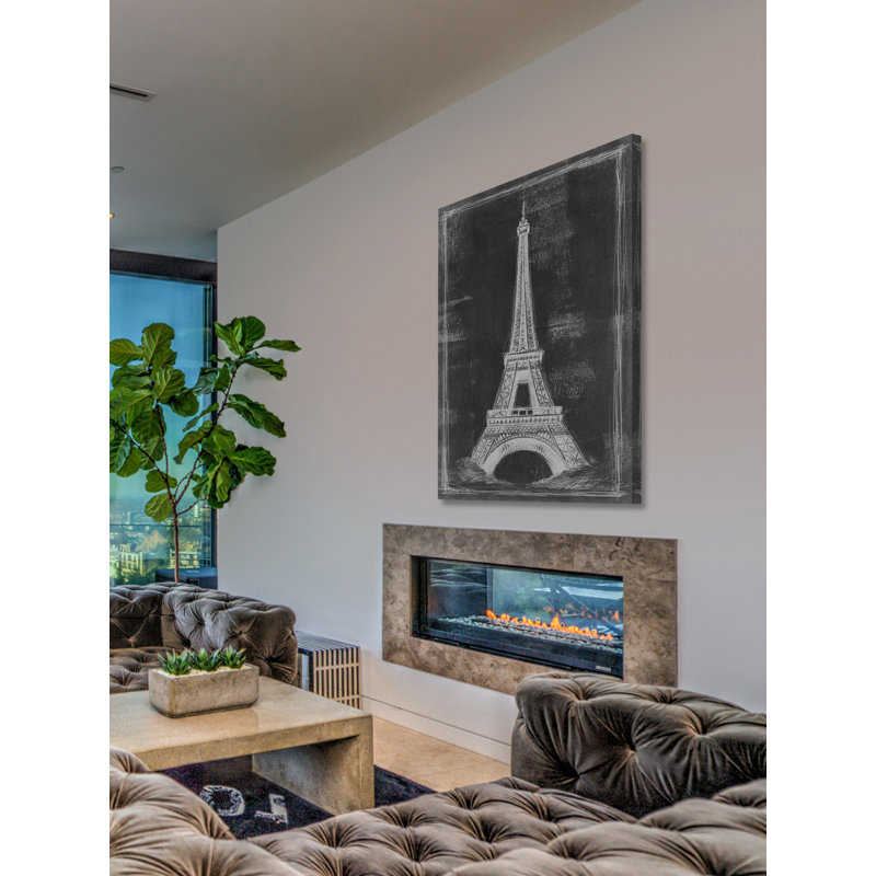 "Eiffel Tower Blueprint" Print on Wrapped Canvas, 36" H x 24" W x 1.5" D