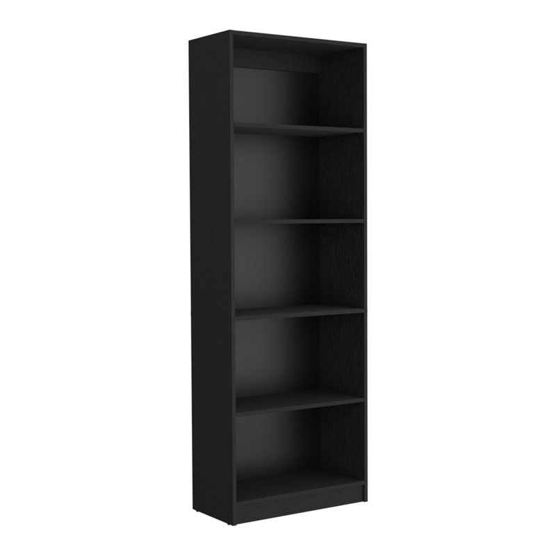Bibliothèque à 4 tablettes, noir, bureau, Noir, (5 tablettes) H 71,1 po x l 24,7 po x P 11,7 po