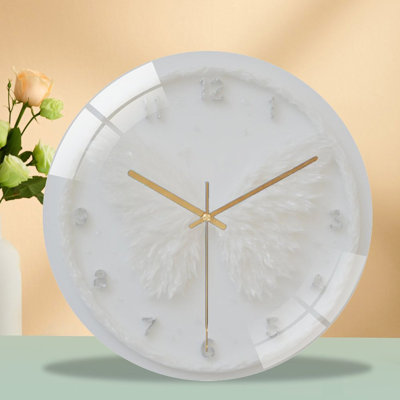 Angel-Wing-Clock-Face Art - 12'' Modern Glass Wall Clock