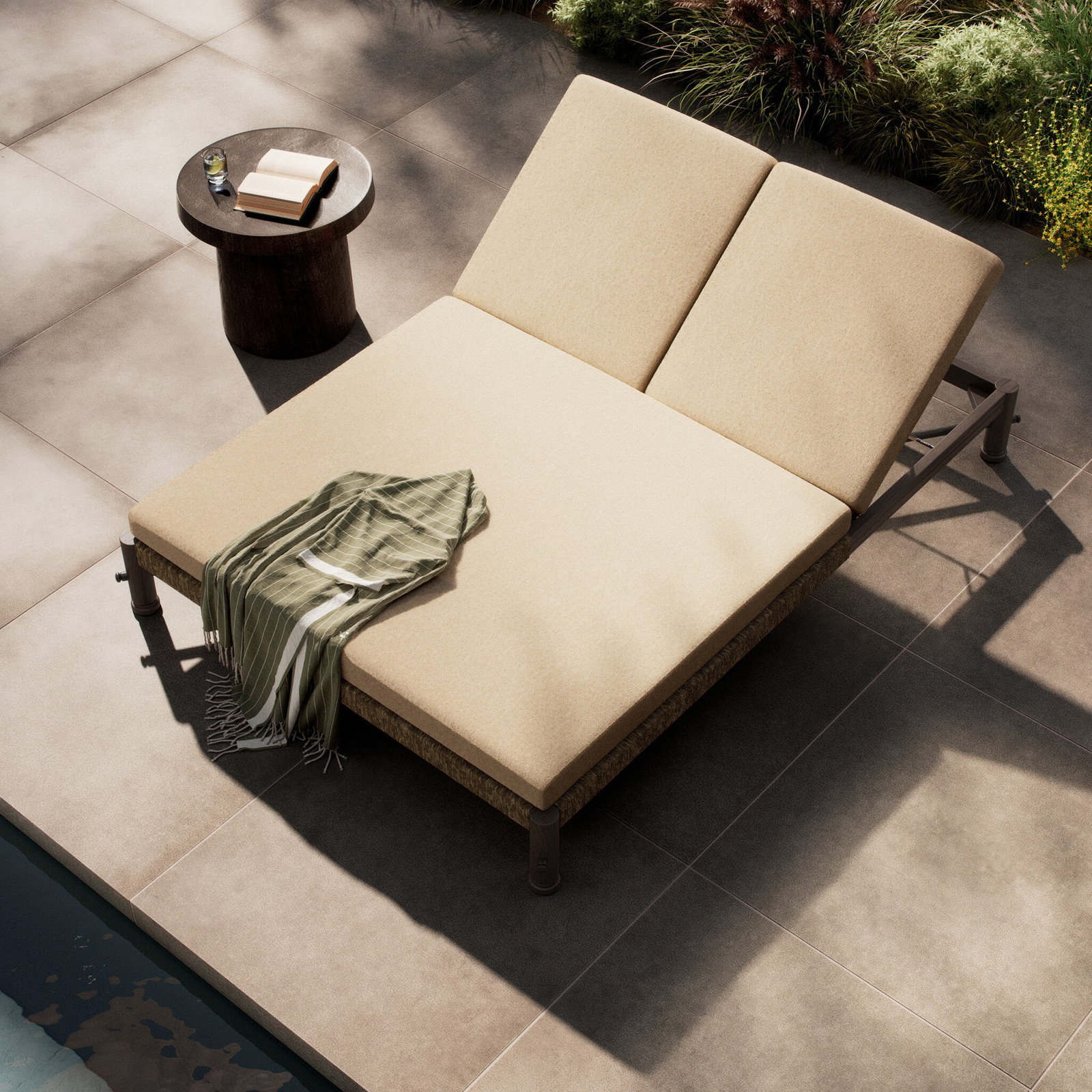 Finnegan Outdoor Double Chaise, Alessi Buff