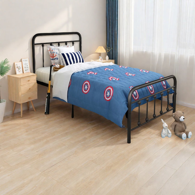 Lits en métal durables avec rangement, conception victorienne, taille simple