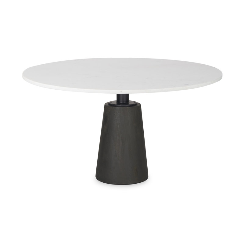 Table de salle à manger 48 po, Noir, Bois massif, Bois massif