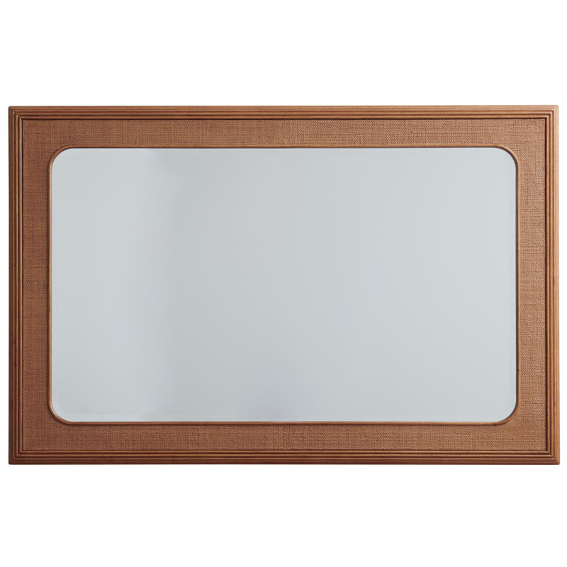 Wood Framed Raffia Mirror