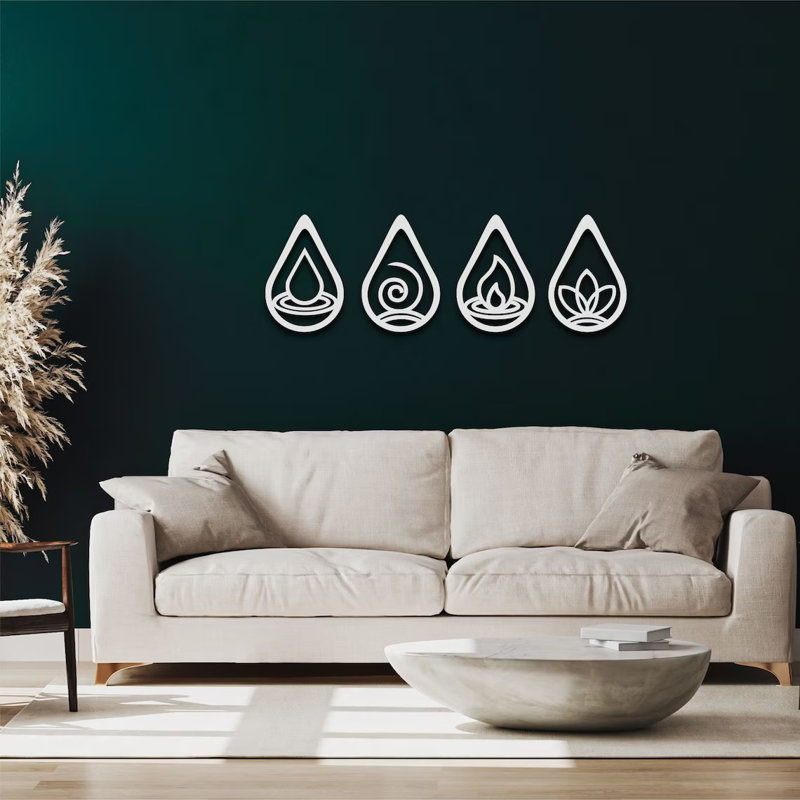 4 Piece Print, 30cm H x 30cm W, White