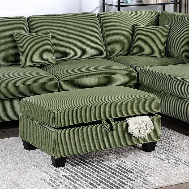 Superbe ensemble de canapé modulaire en velours côtelé 3 pièces, Vert