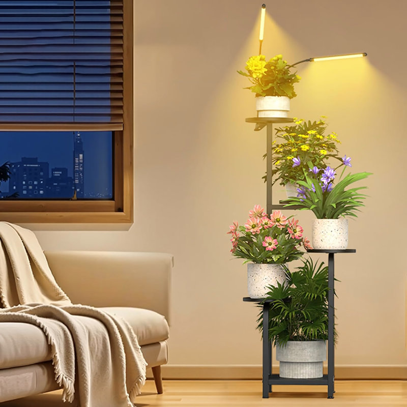 Support pour plante 48 po à 5 niveaux avec lumières DEL à spectre complet à intensité variable, Black