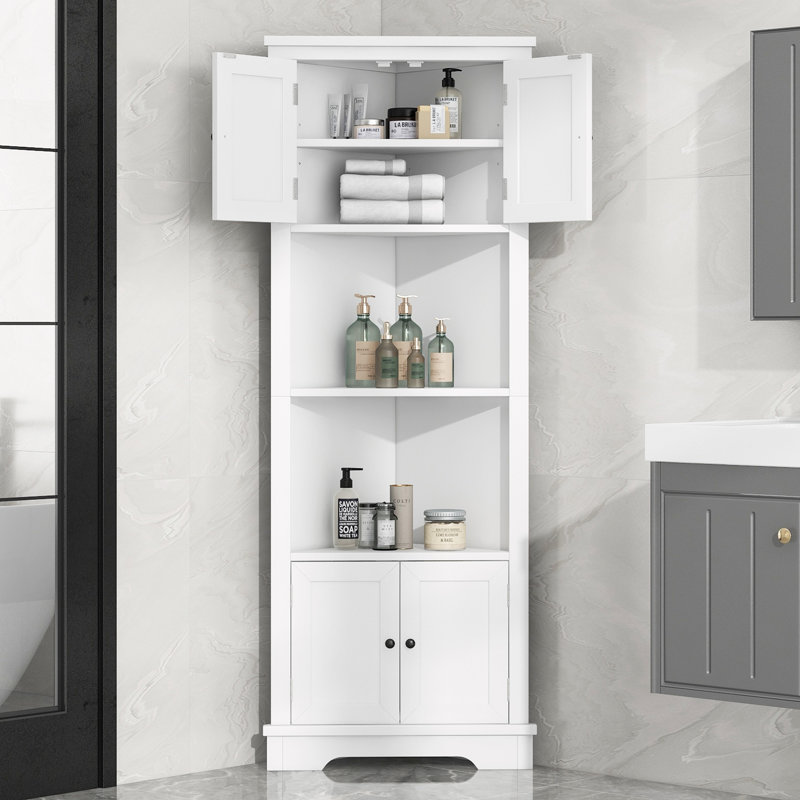 Armoire de rangement haute Draco, armoire d'angle avec portes et tablette réglable