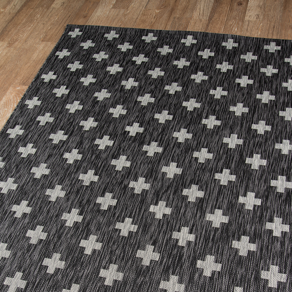 Umbria Striped Indoor / Outdoor Area Rug, Rectangle 2' x 3', Charcoal 