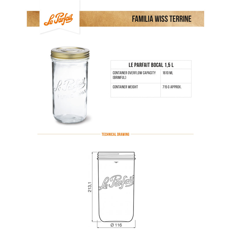 Glass Jar - Set of 6, 21.31cm H x 11.6cm W x 11.6cm D