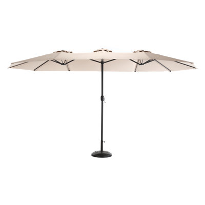 14.8 Ft Rectangular Double Sided Outdoor Patio Umbrella With Crank Lift, No Base Included