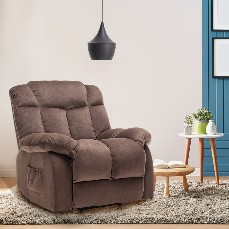 Upholstered Lift Assist Power Recliner, Coffee Velvet
