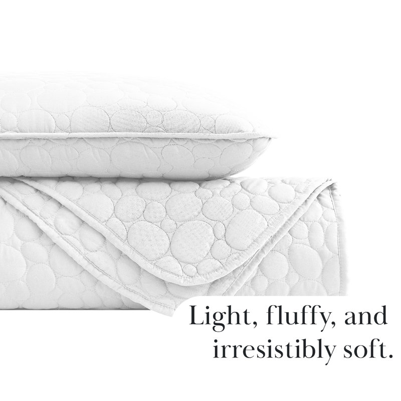 Pebble Quilted Lightweight Prewash Microfiber Quilt Set, Queen Quilt + 2 Standard Shams, White
