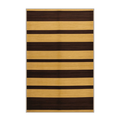 Machine Washable Horizontal Stripes Yellow Area Rug