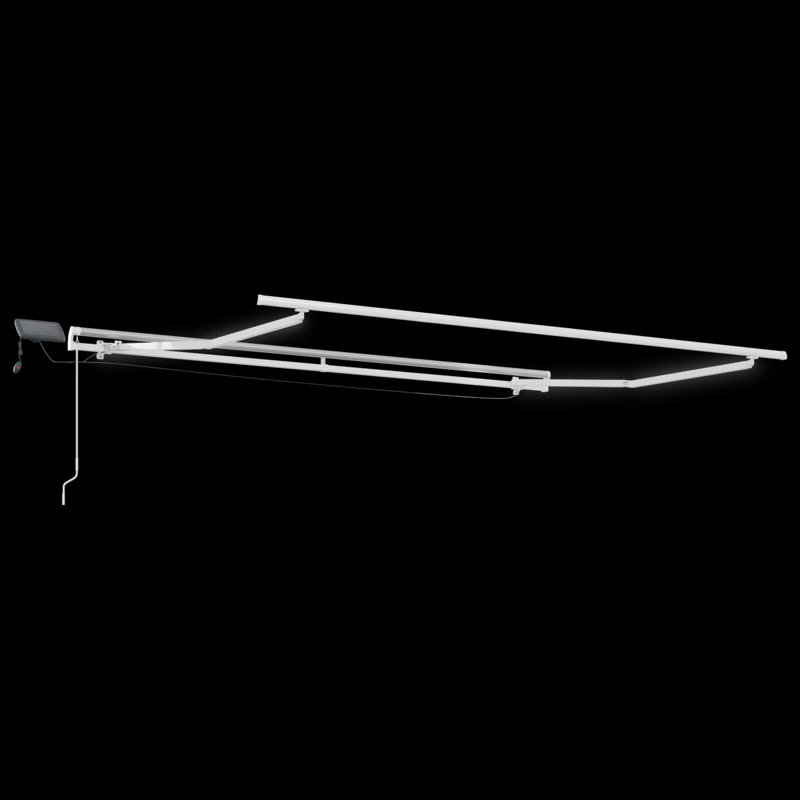 VidaXL Polyester Cover Retractable Patio Awning, 165cm H x 400cm W x 350cm D, White/Taupe