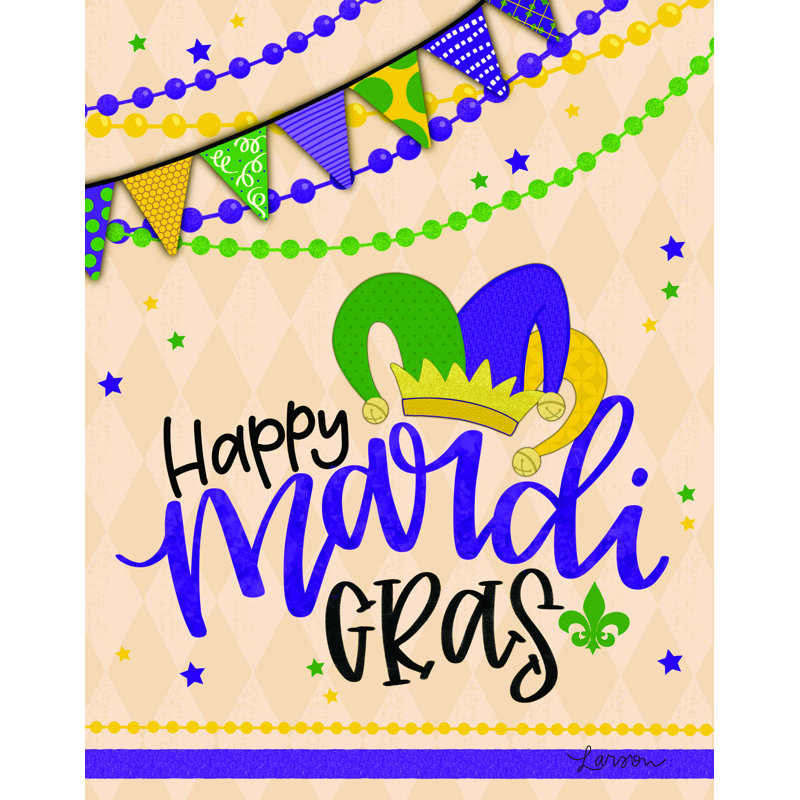 Happy Mardi Gras - reproduction sur toile tendue, H 16 po x l 12 po