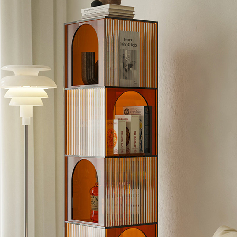 Bibliothèque d'angle moderne en acrylique multifonctionnelle, Brun ambré