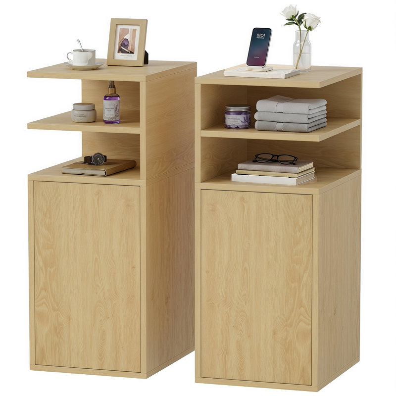 25 cm W Particle Board Bedside Table, Brown