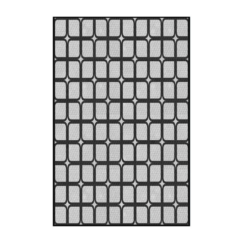 Tapis gris/noir tissé à la machine, Rectangle 3 pi x 5 pi