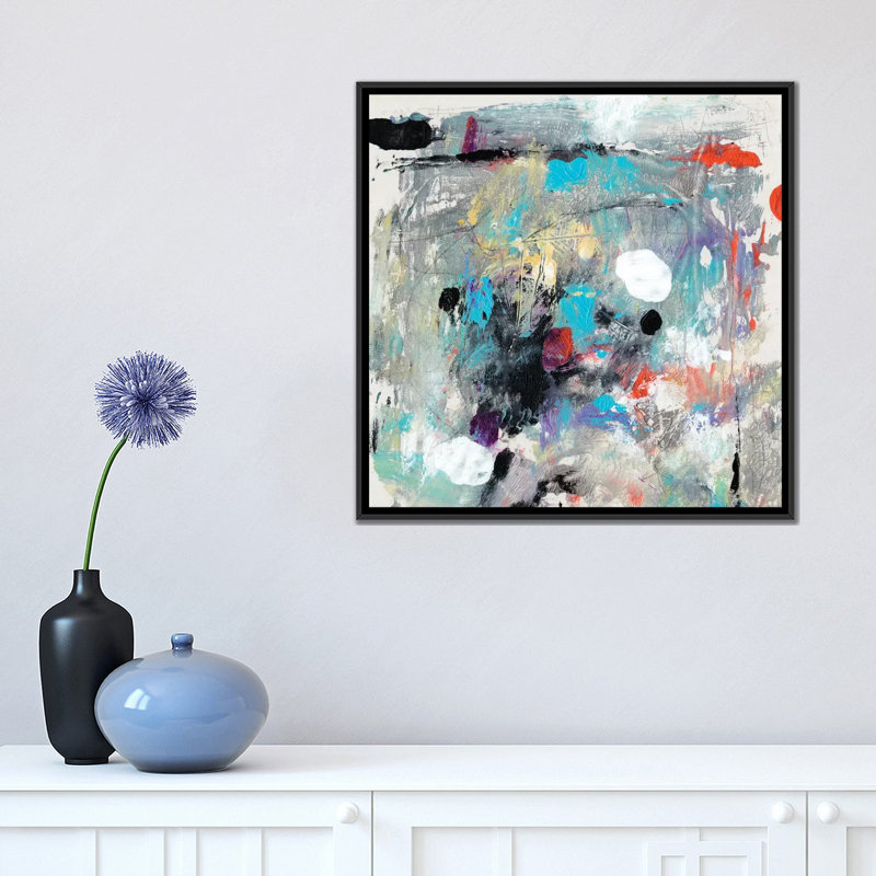 «Jostle IV», reproduction d'art sur toile tendue, H 18 po x l 18 po x P 1,5 po, Toile avec cadre flottant noir, Pas de tapis