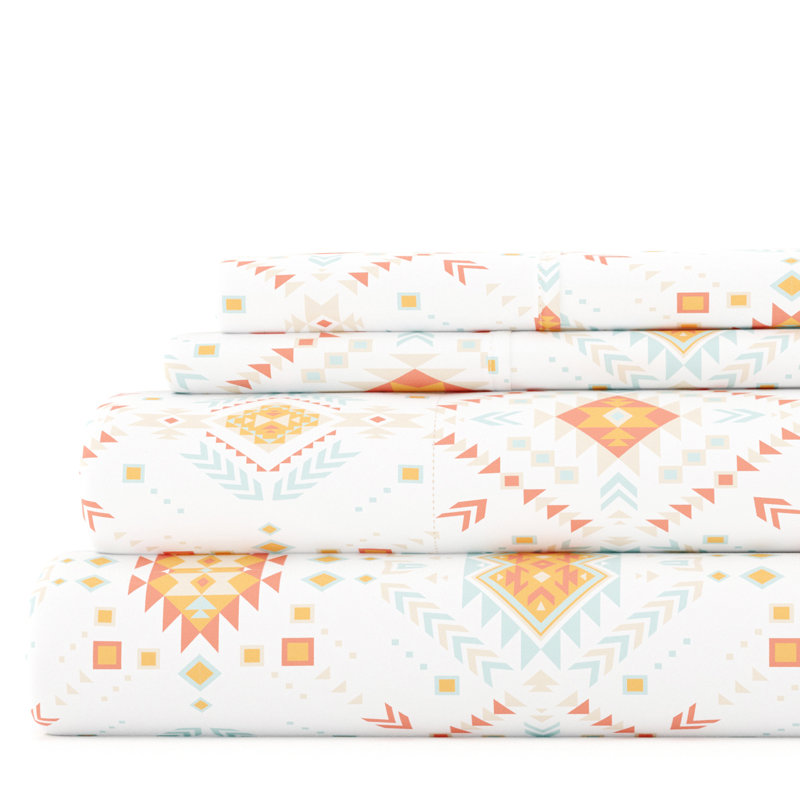 Aztec Dreams Twin Microfiber Sheet Set in Multicolor Print