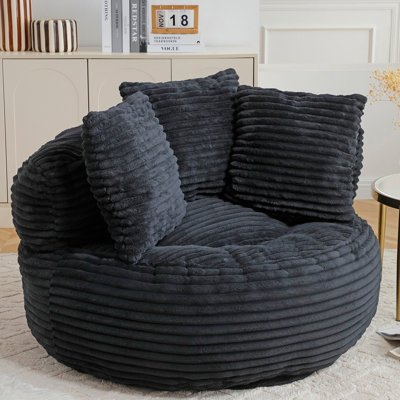 Fauteuil sac de pois en velours côtelé
