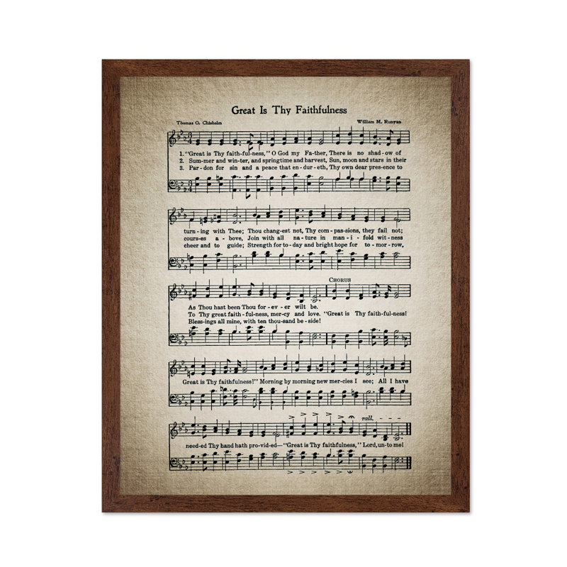 Great Is Thy Faithfulness, feuille d'hymnes No2, Poster, 11"H x 14"W, Brown Framed