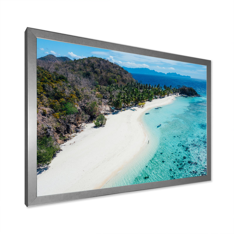 Plage tropicale aux Philippines - Photographie sur toile, H 24 po x l 32 po, Cadre de coin argenté fermé
