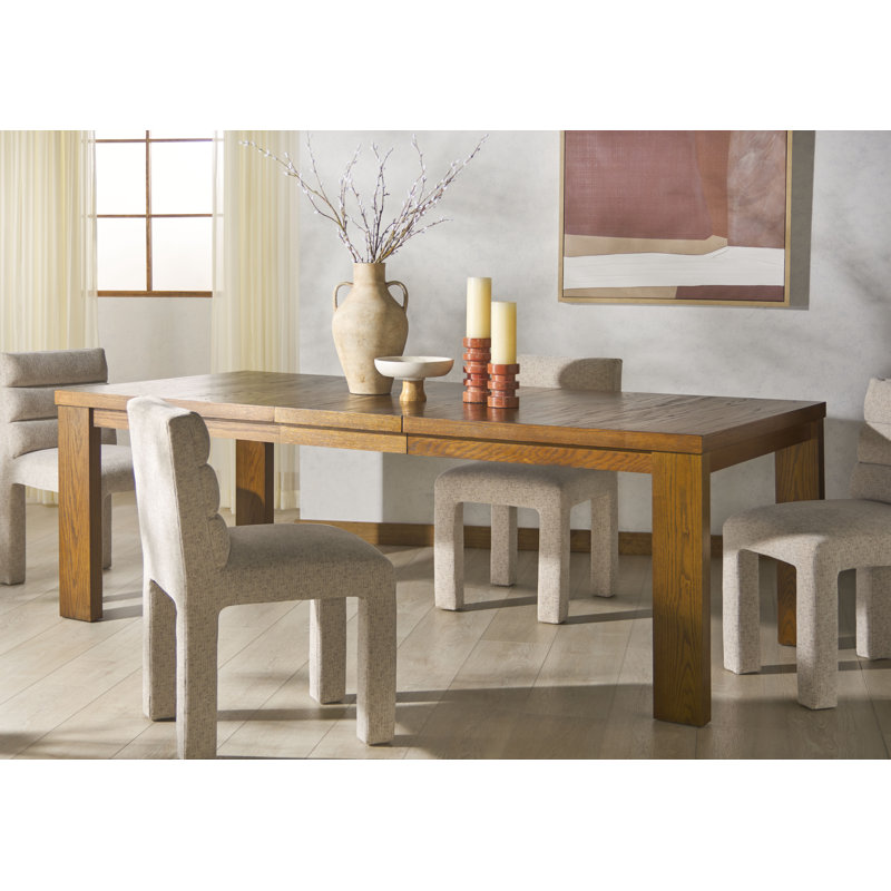Desmond Extendable Wood Dining Table, Medium Oak