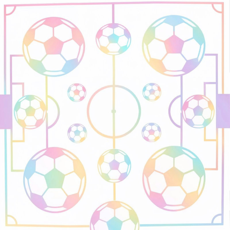 Couette à motif de terrain de football, Lit simple, Light Rainbow White