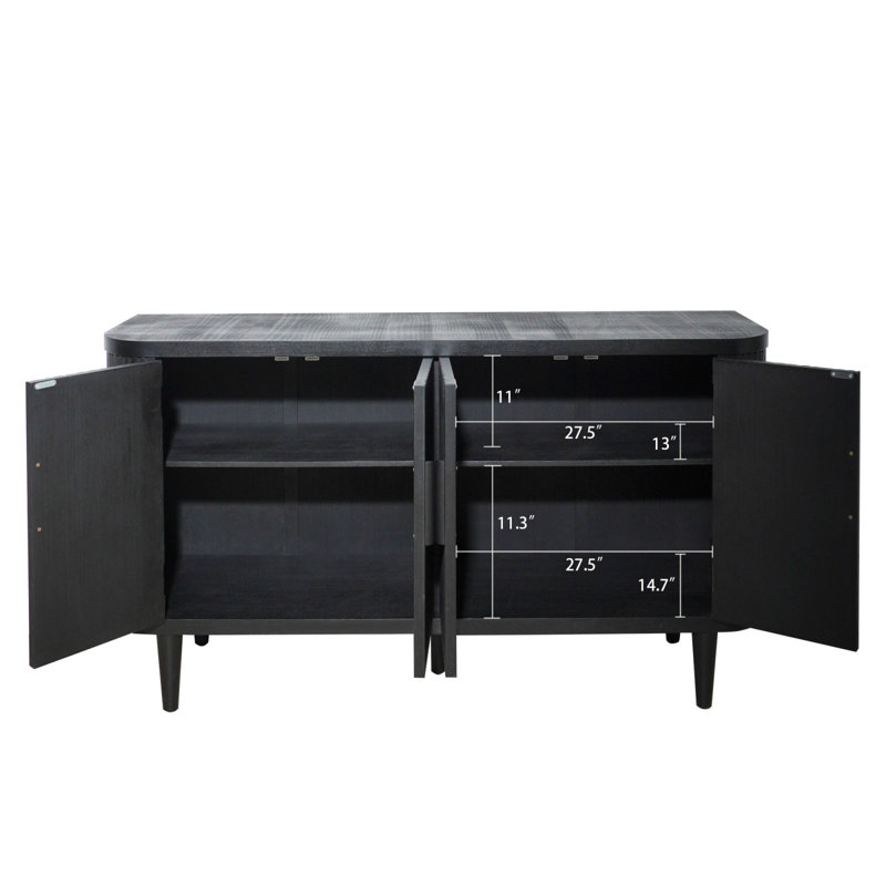 Armoire en bois 4 portes, Noir, noir, noir, noir