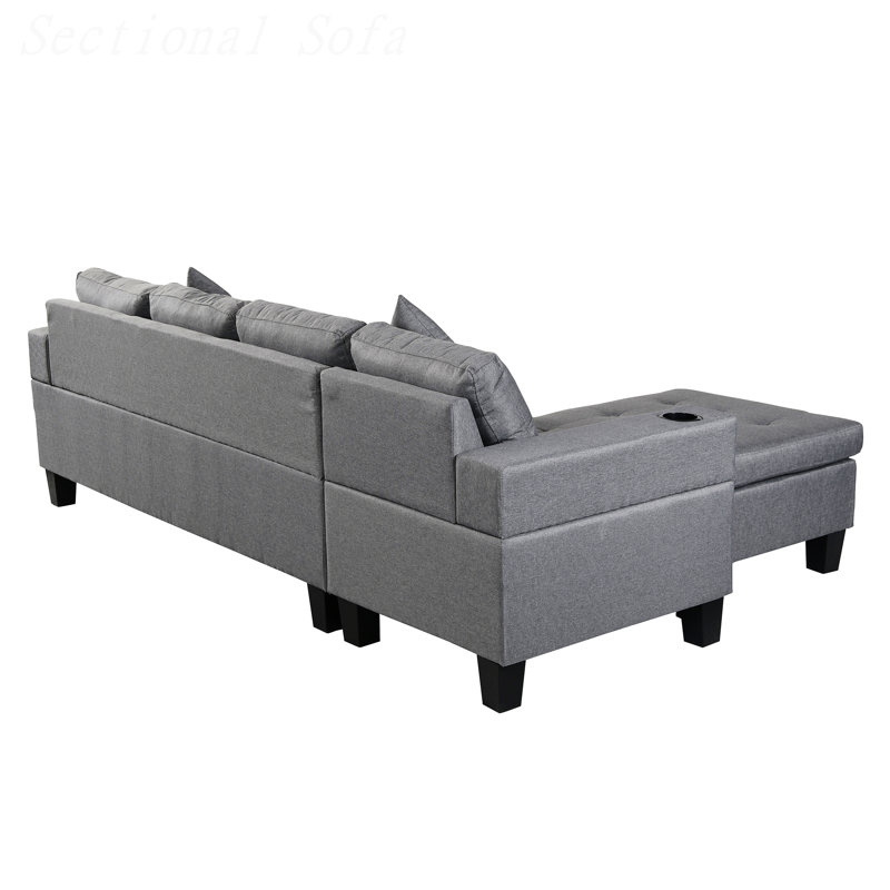Canapé modulaire 2 pièces Lucea, Tissu gris