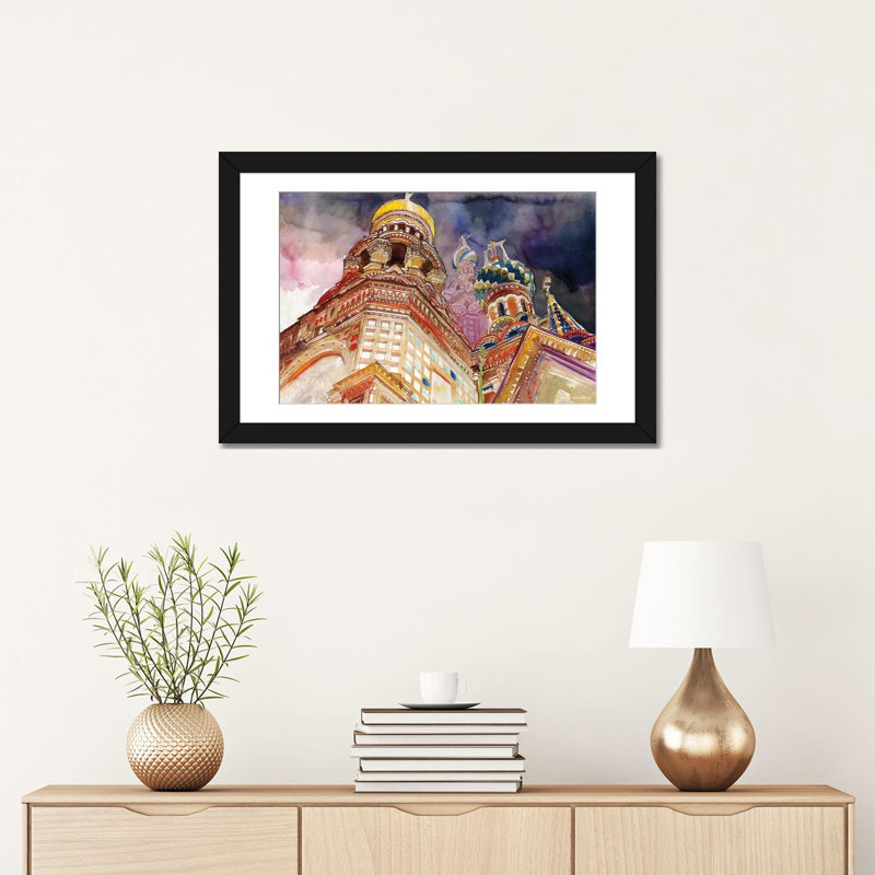 «Saint Petersburg» par Maja Wronska, impression sur toile, H 16 po x l 24 po x P 1 po, Papier d'art encadré noir, Blanc