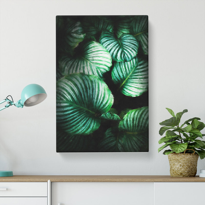 Gathered Green Plant Leaves - Wrapped Canvas Painting, 76cm H x 50cm W x 3cm D