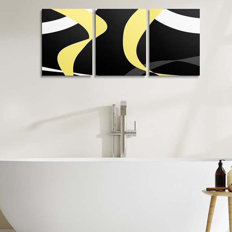 3 Piece Wrapped Canvas Print, Gold
