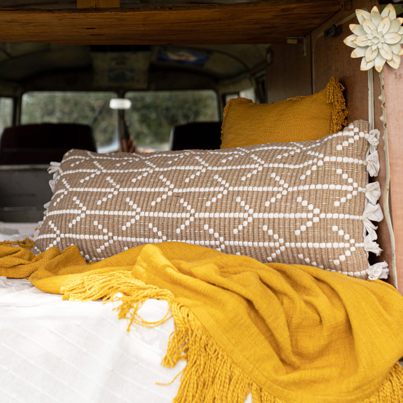 Modern Fringed Cotton Throw Pillow