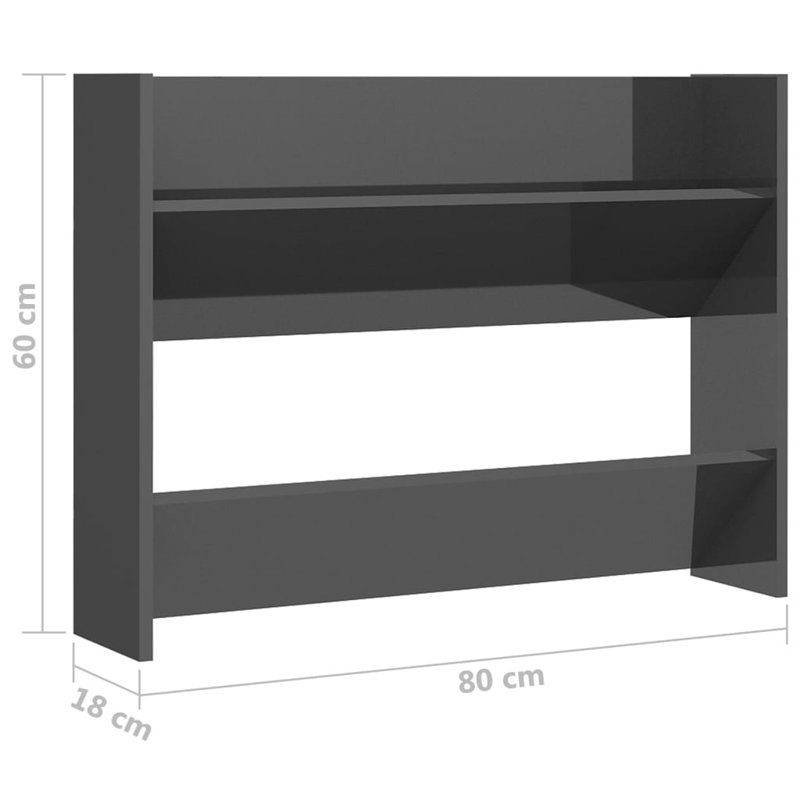 6 Pair Shoe Rack, High Gloss Grey