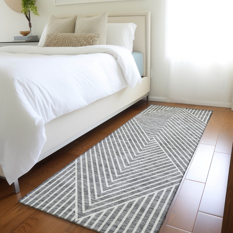Premium Machine Washable Prisco Gray Rug, Runner 2'3" x 7'6"