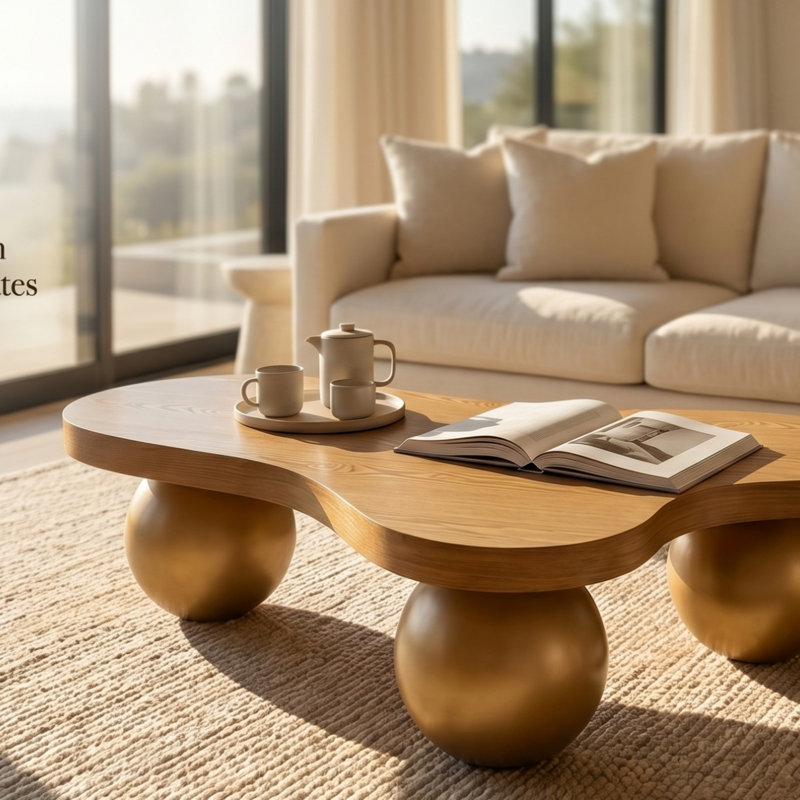 Table basse en forme de nuage, Brun