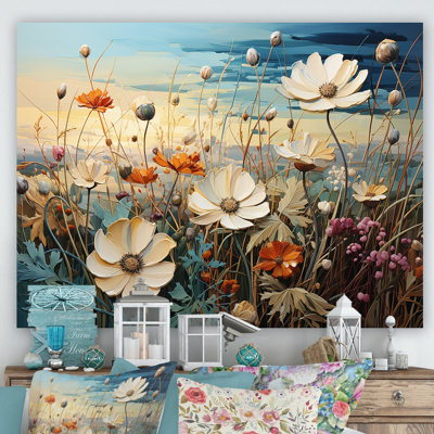 Cerulean Seascape Flowers Field - reproduction sur toile