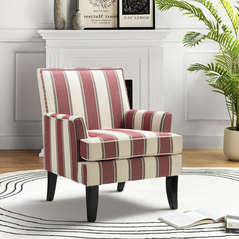 Fionc Upholstered Armchair, Stripe, Red