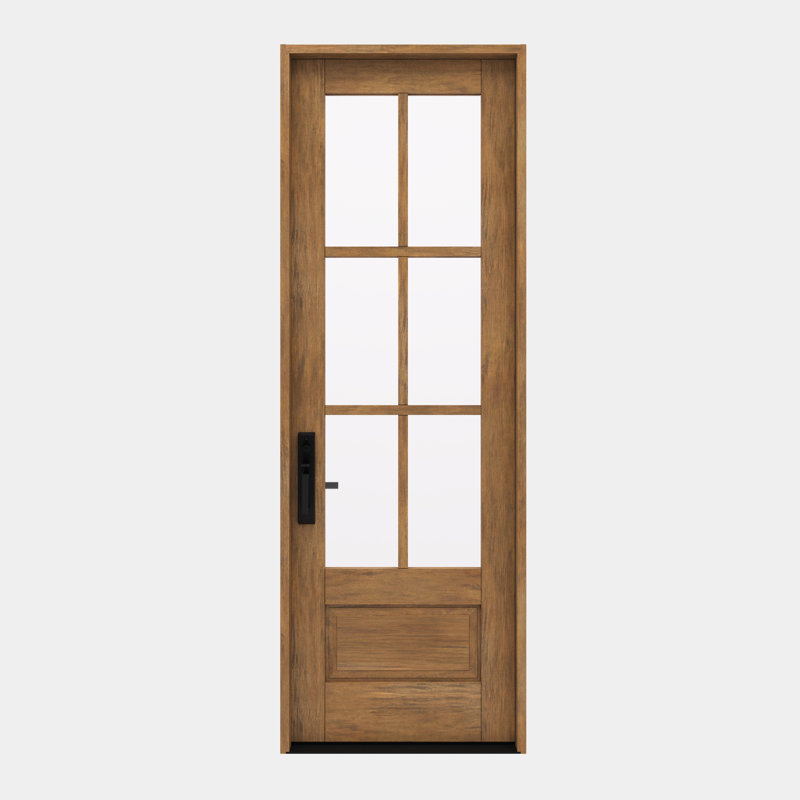 G7506-SW-96 | Porte simple 96 po, extérieur pré-monté RTA, SDL 6 Lite, 3/4 Lite, 1 panneau, bois d'acajou brut
