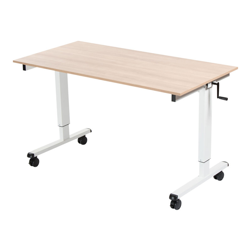 Fontclair Adjustable Metal Base Standing Desk, 32.5" H x 59" W x 29.5" D, Natural Walnut/White