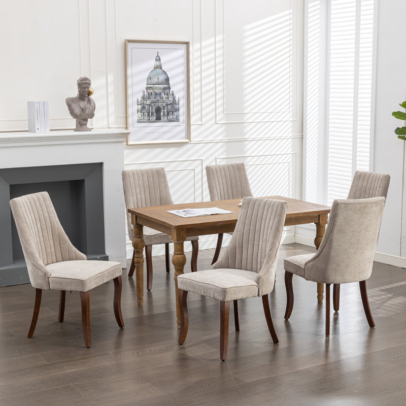 Esmer Velvet Upholstered Back dining Chair(set of 2), Beige