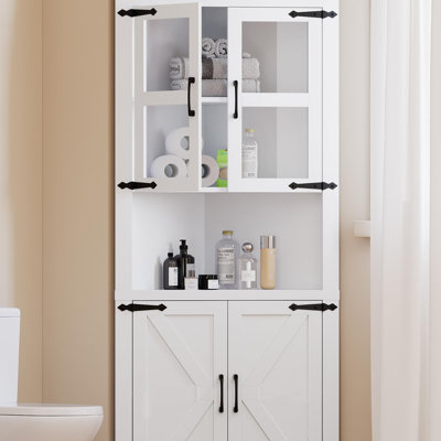 Tall Corner Storage Cabinet, Bathroom Floor Storage Cabinet With Doors And Adjustable Shelves