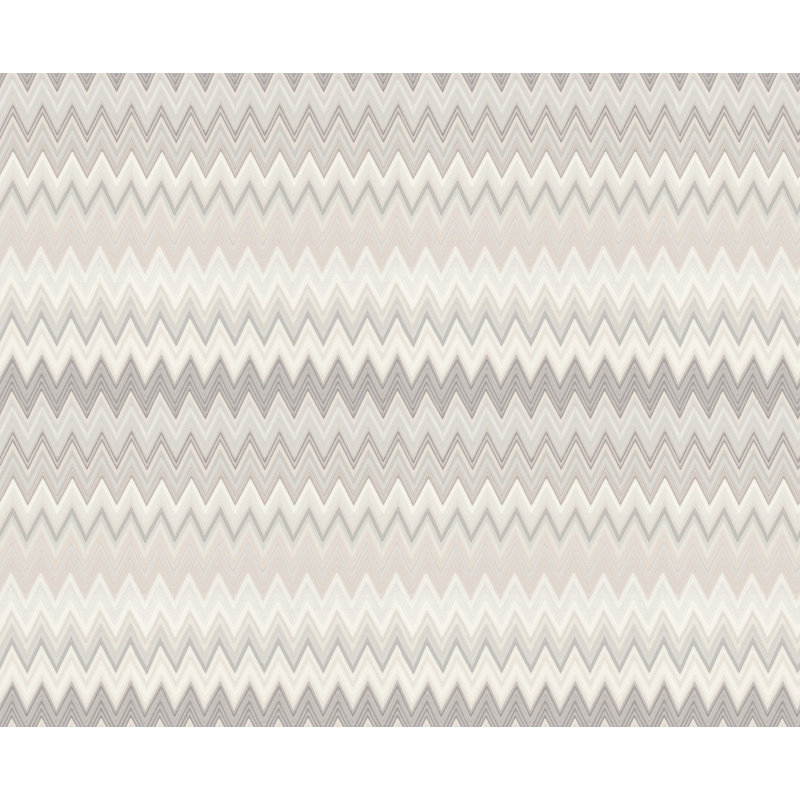 Papier peint adhésif zigzag blanc, Beige