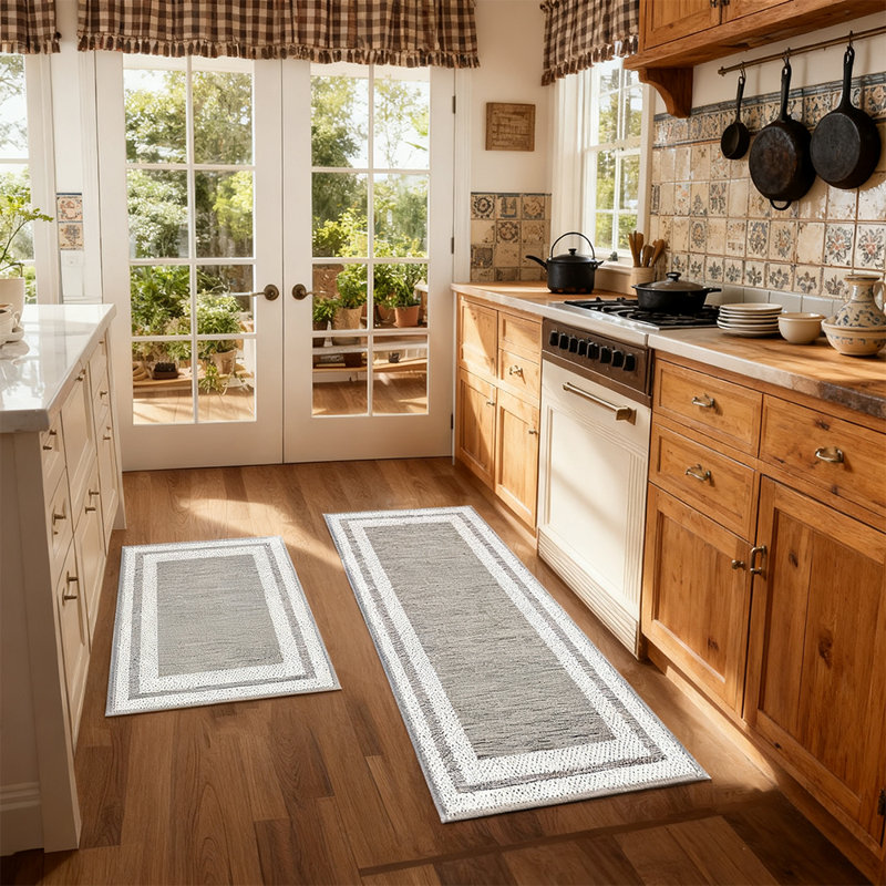 2 tapis de tapis de cuisine lavables à la machine et antidérapants pour tapis de cuisine, évier, buanderie et couloir, emballage roulé