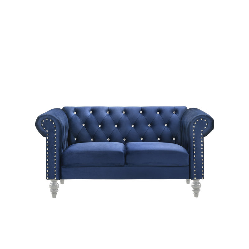 Shondra 61.25'' Velvet Loveseat, Royal Blue Velvet